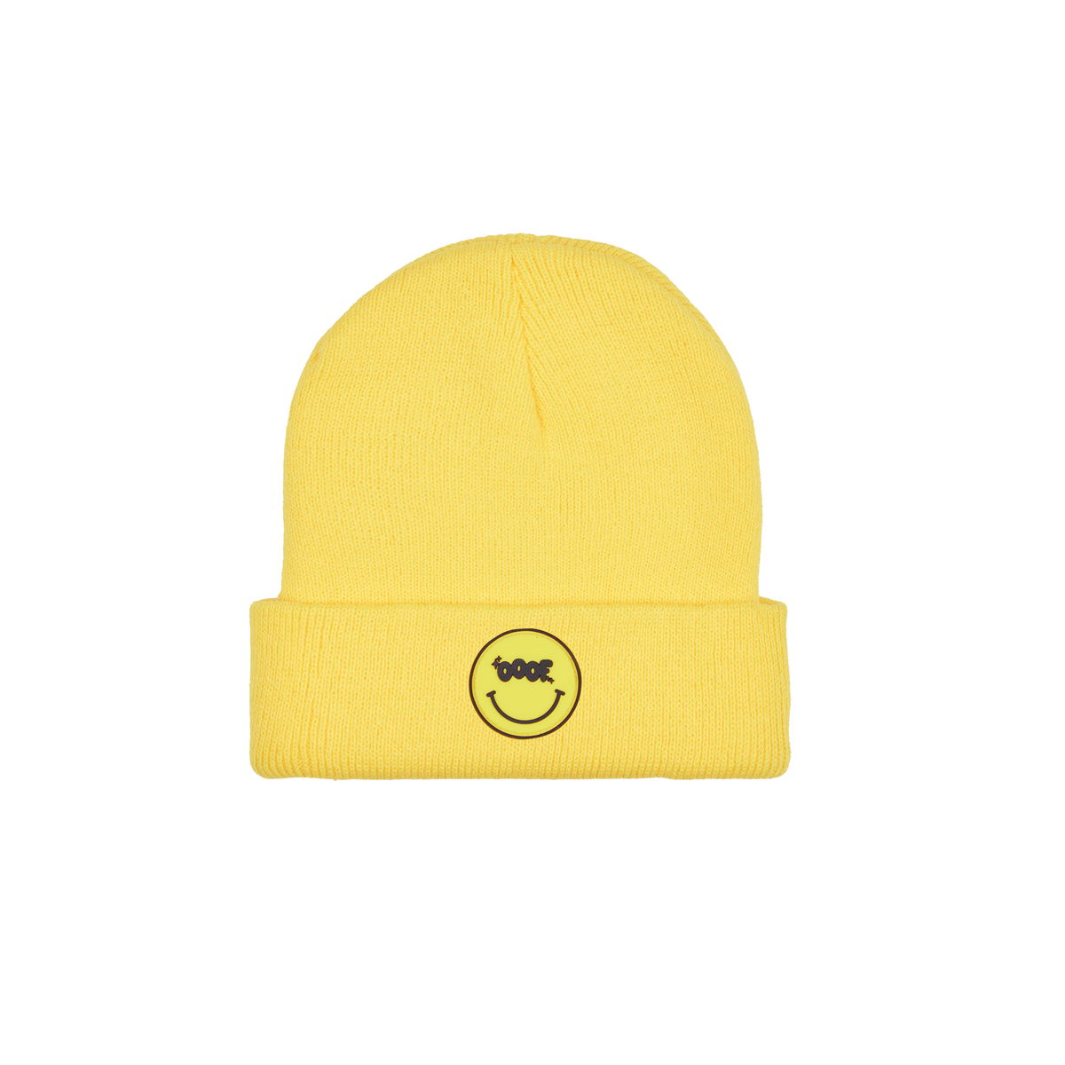 SMILEY Bright Yellow Quilted Knit Beanie Hat Smiley® Upside Down Beanie – Spread Positivity in Style main image 4